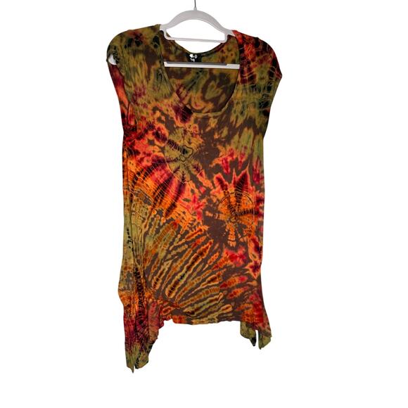 Jayli trippy colorful tie dye tunic top hippie retro groovy - Picture 1 of 8